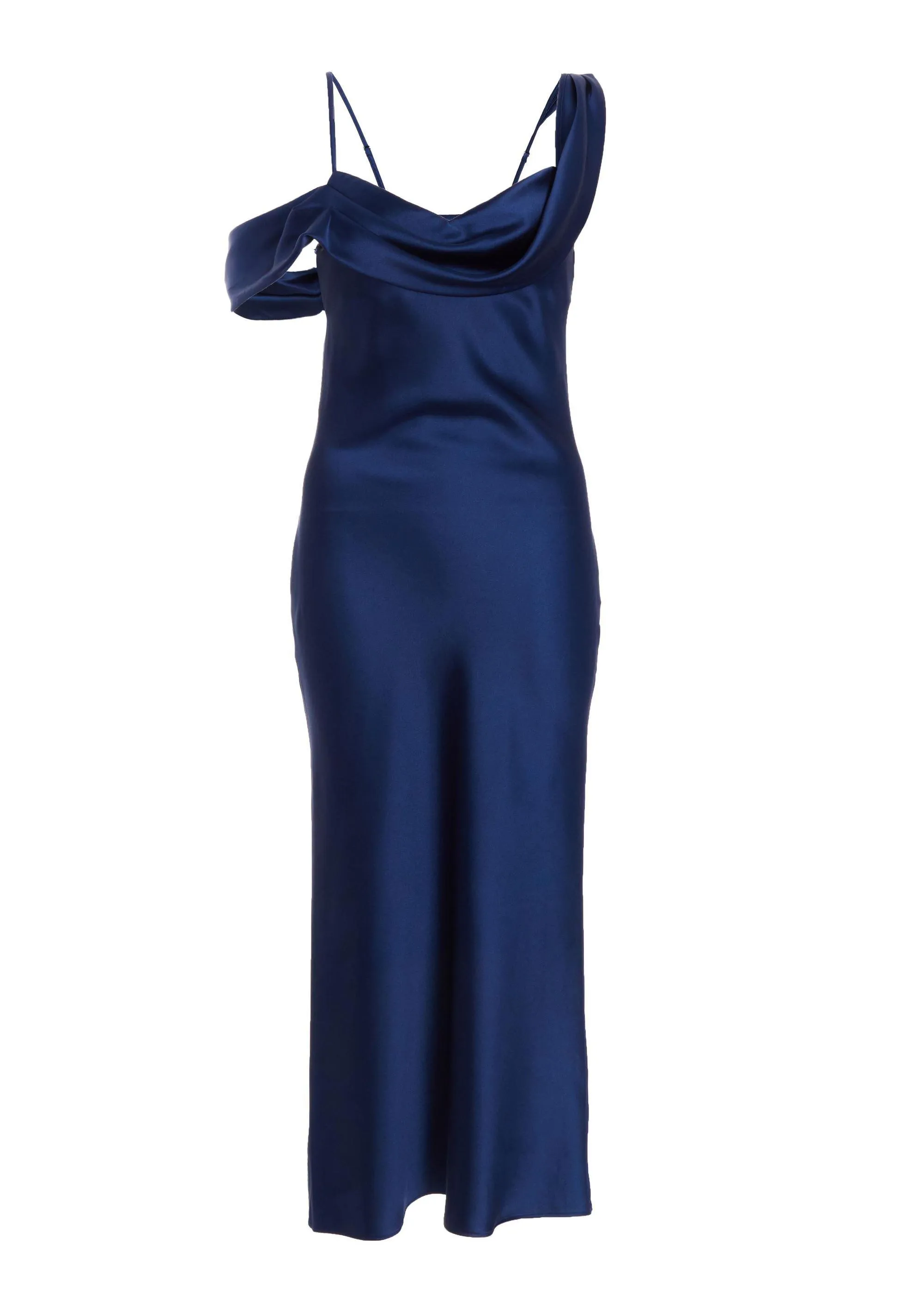 Dresses | Navy Petite Satin Drop Shoulder Maxi Dress | Quiz