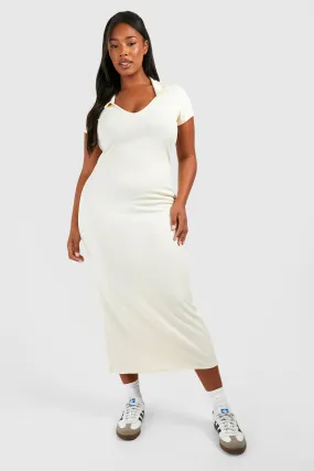 Dresses | Plus Rib Collar Short Sleeve Midaxi Dress | boohoo