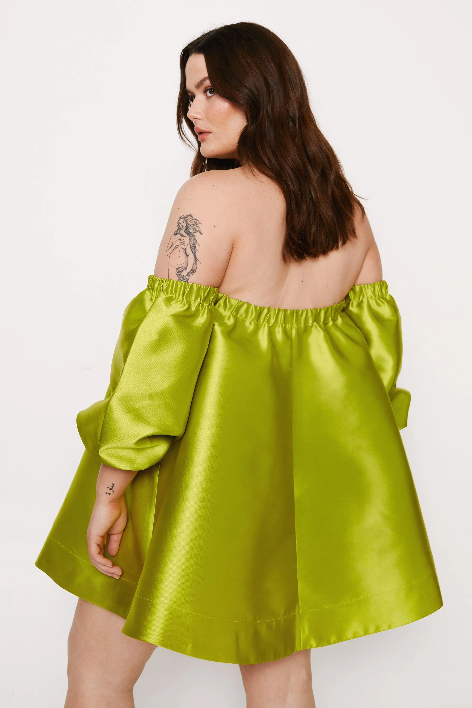 Dresses | Plus Size Structured Bardot Puff Sleeve Mini Dress | NastyGal