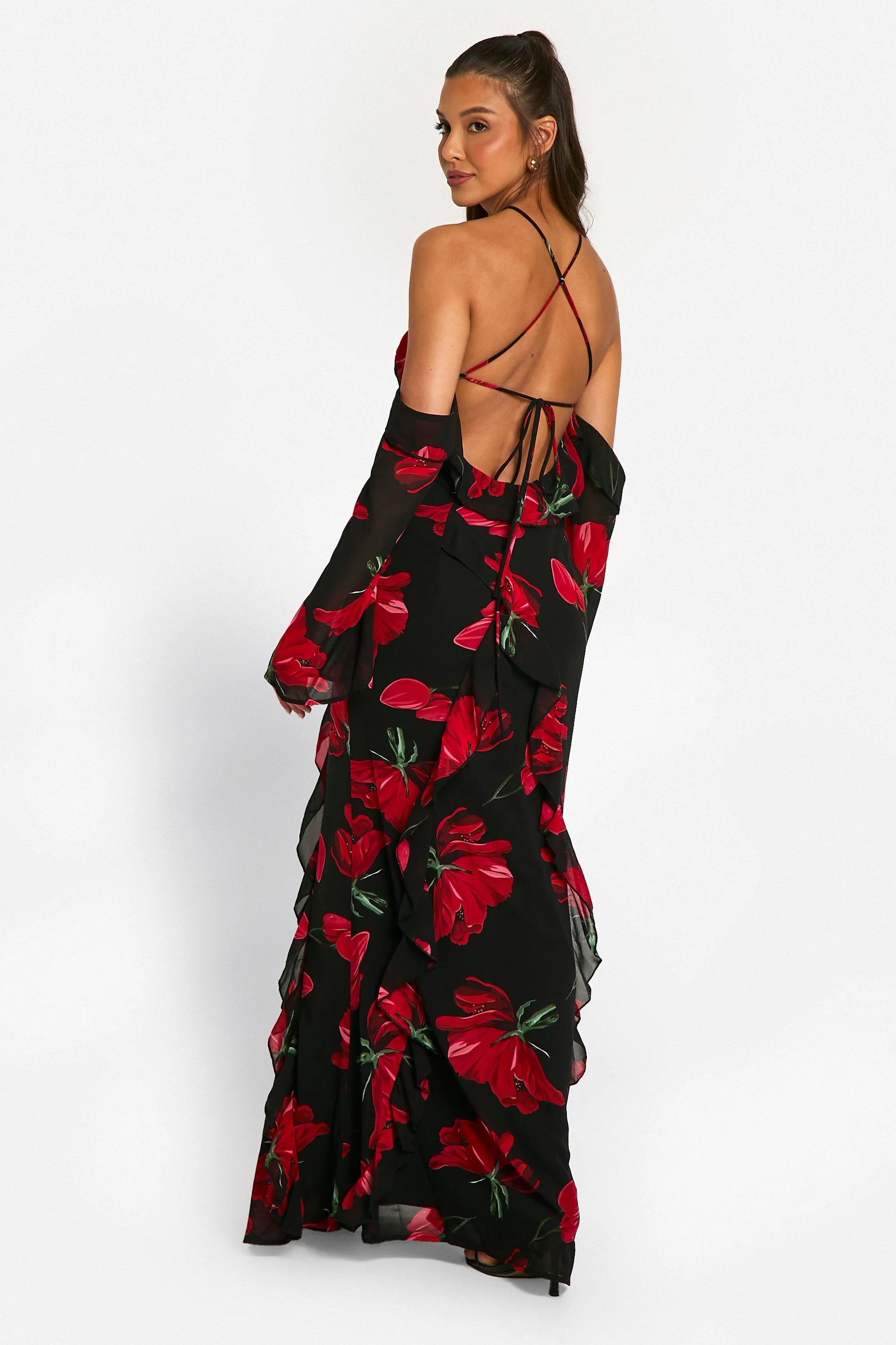 Dresses | Printed Floral Chiffon Ruffle Maxi Dress | boohoo