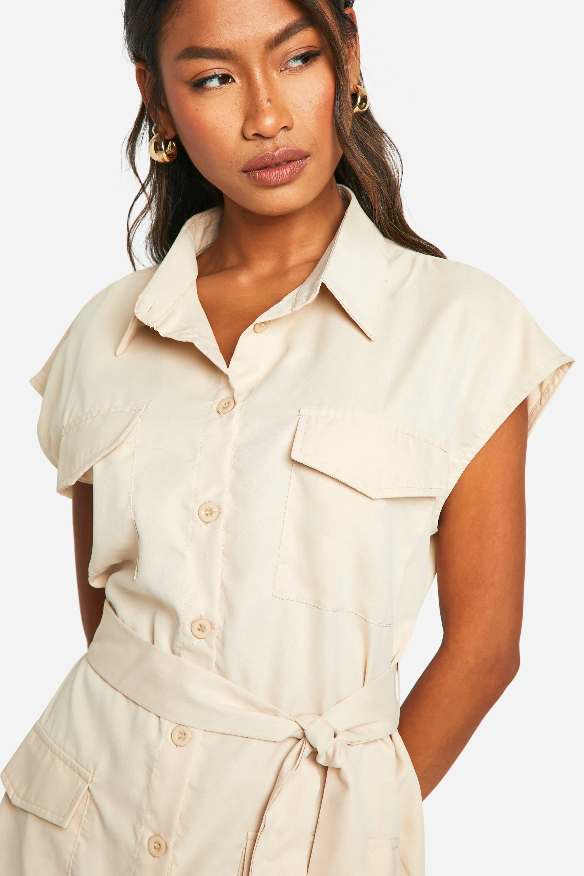 Dresses | Sleeveless Utility Shirt Dress | boohoo