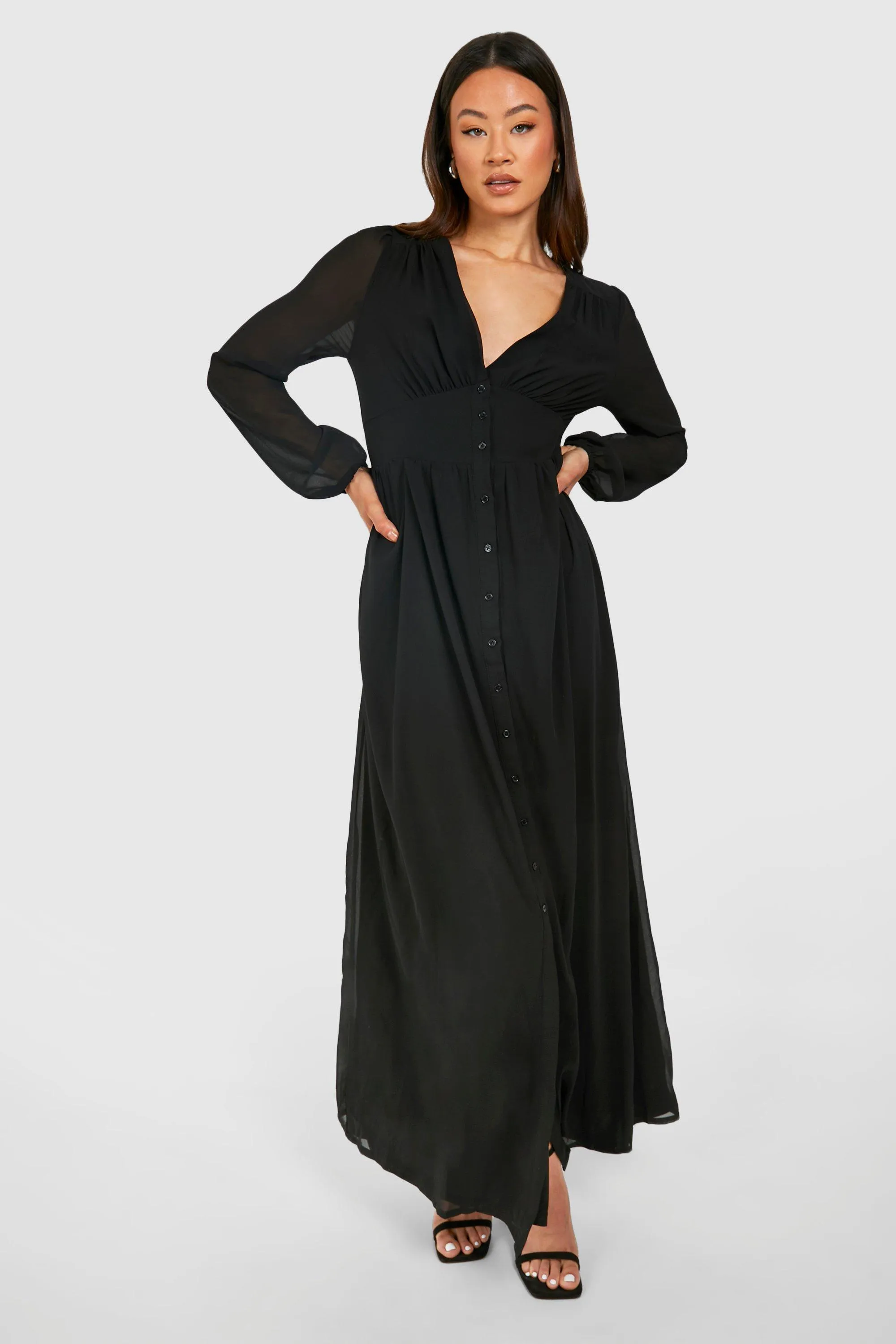 Dresses | Tall Chiffon Plunge Maxi Dress | boohoo