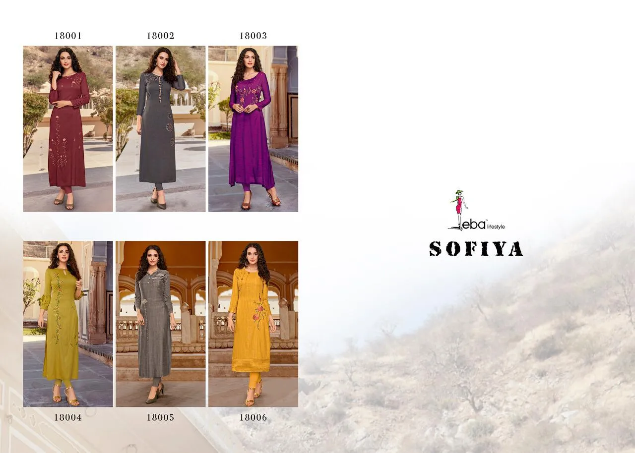 EBA LIFESTYLE SOFIA STRETCH COTTON WITH EMBROIDERY WORK KURTI