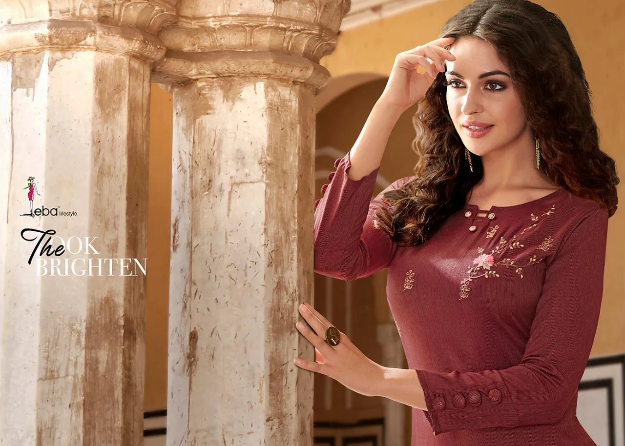 EBA LIFESTYLE SOFIA STRETCH COTTON WITH EMBROIDERY WORK KURTI