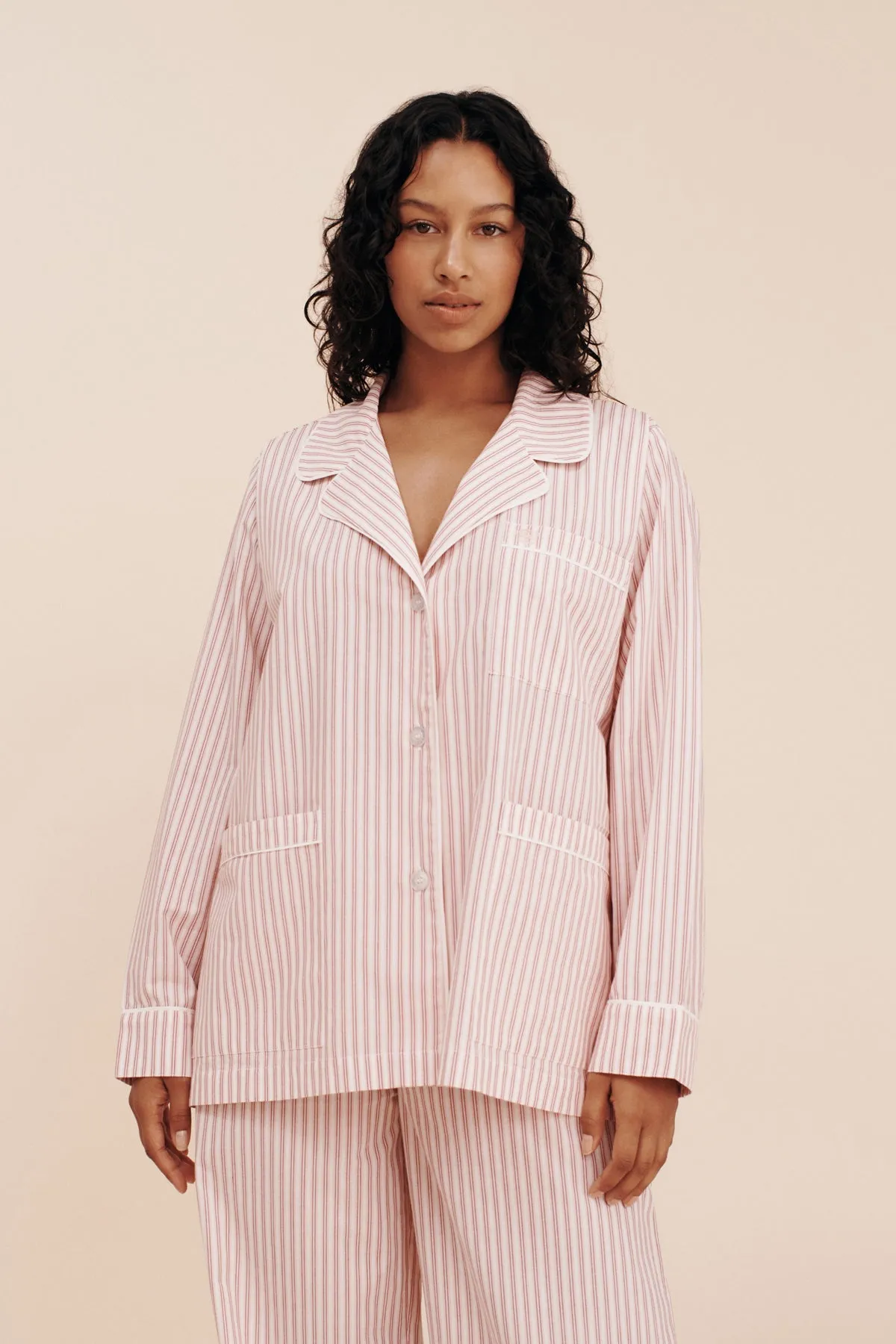 EDIE LONG SLEEVE SHIRT - STRAWBERRY STRIPE