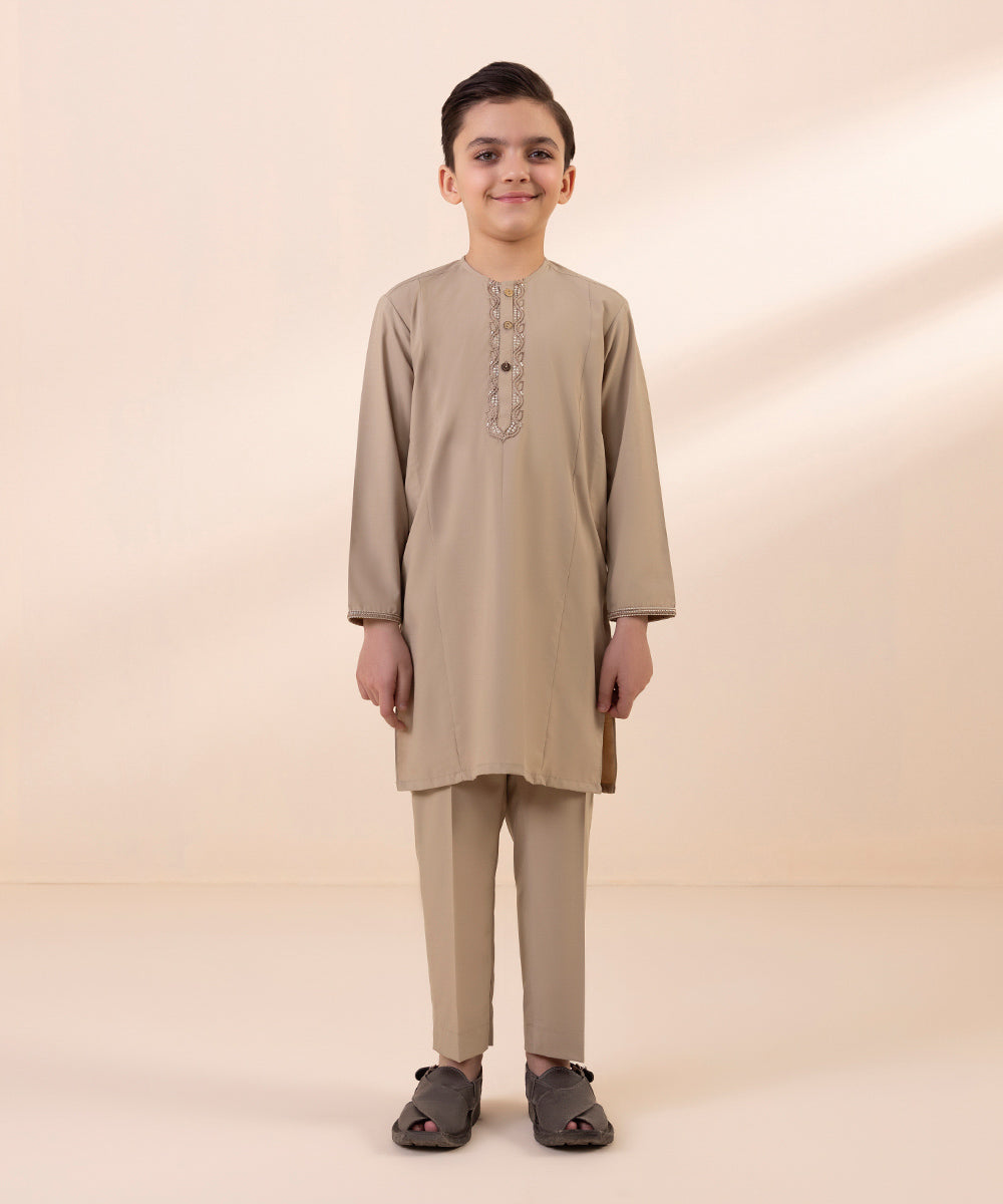 Embroidered Blended Viscose Suit