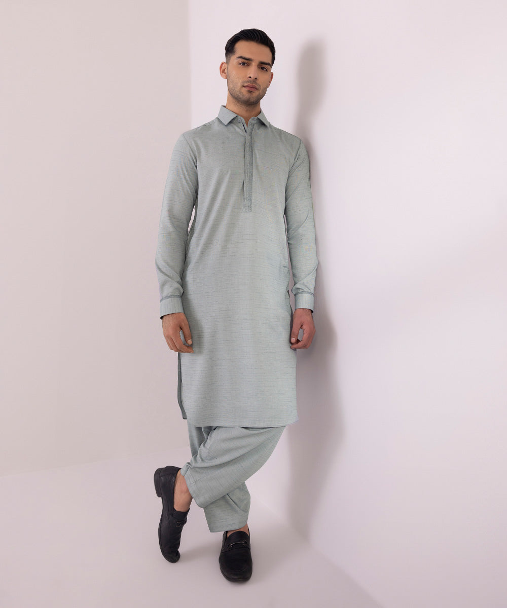 Embroidered Wash & Wear Suit