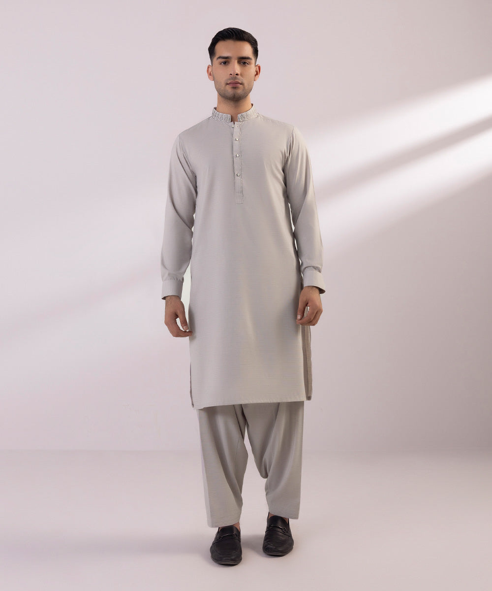 Embroidered Wash & Wear Suit