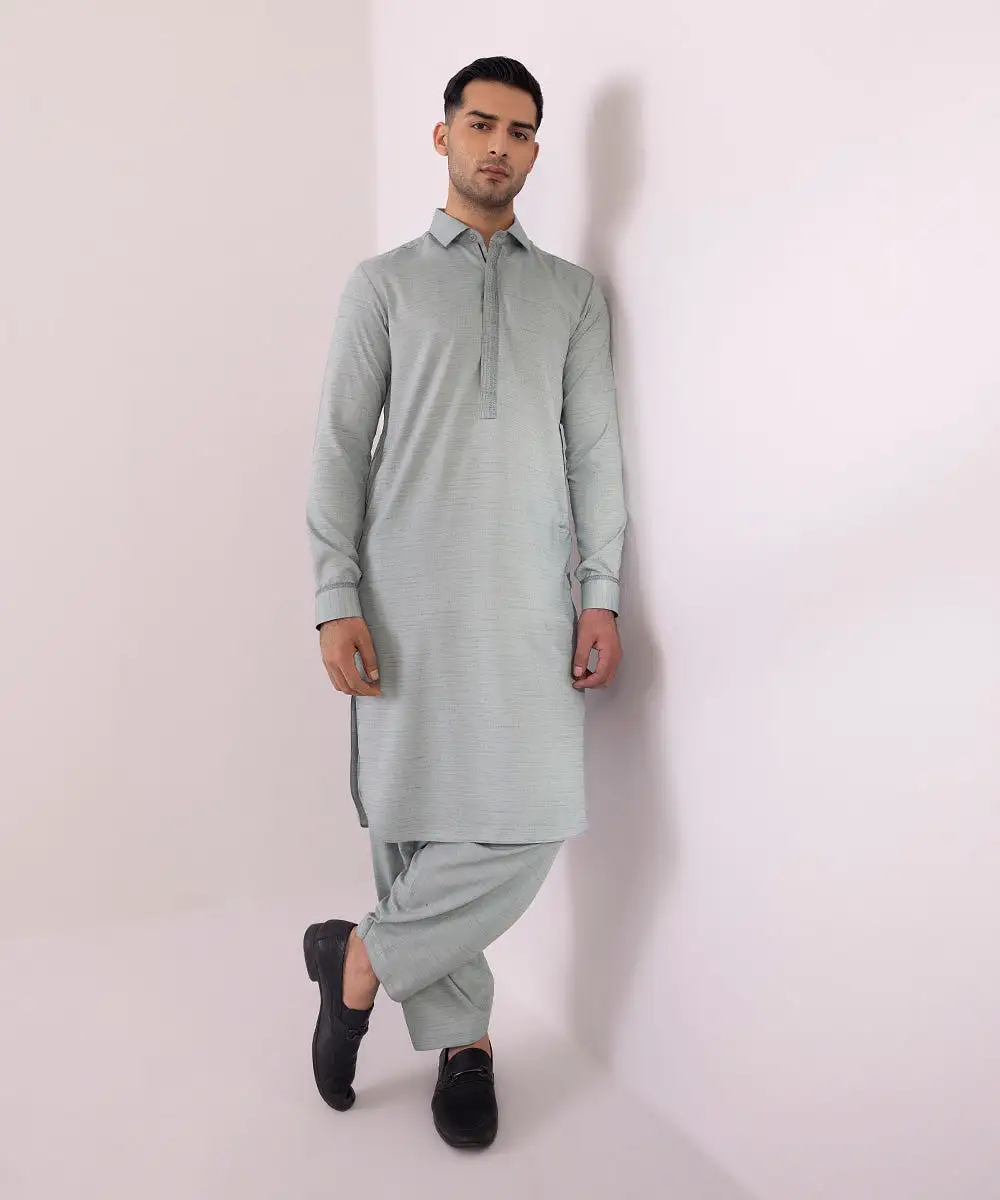 Embroidered Wash & Wear Suit