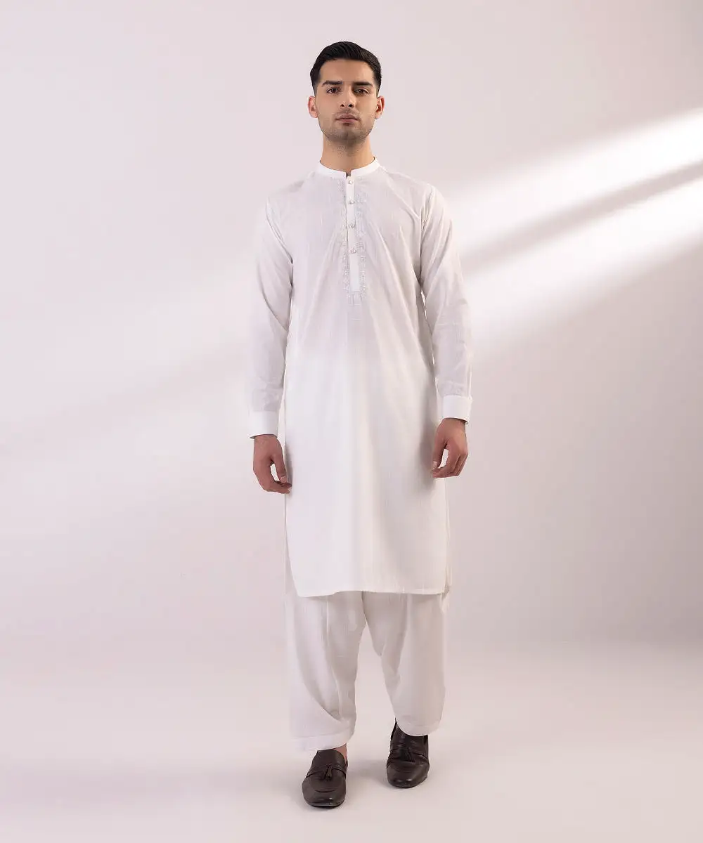 Embroidered Wash & Wear Suit