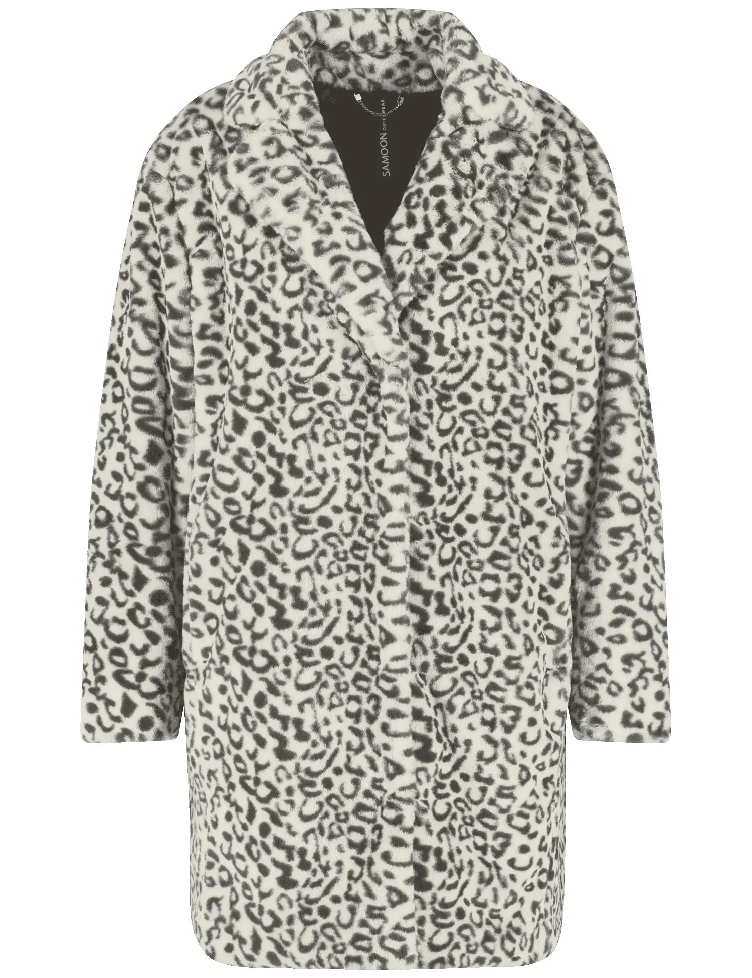 Faux fur coat with a leopard print pattern