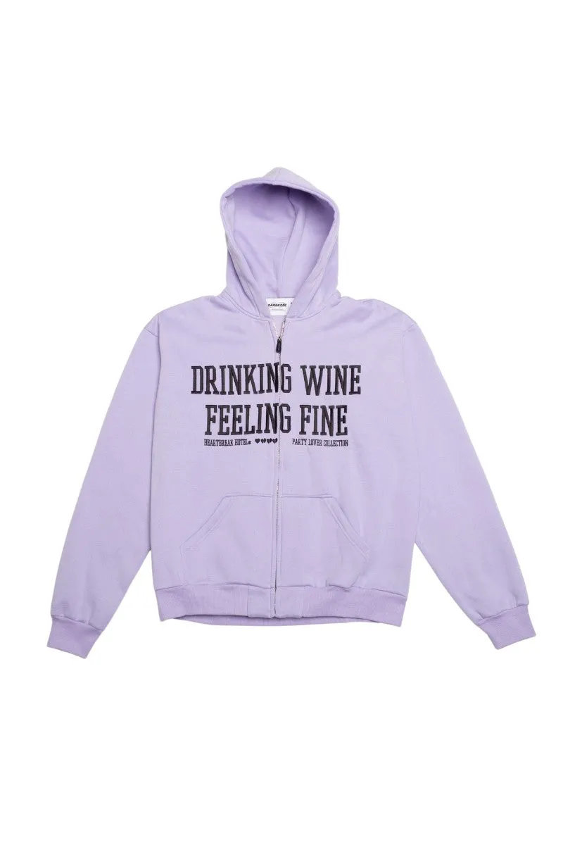 Feeling Fine Embroidered Zip-Up Hoodie