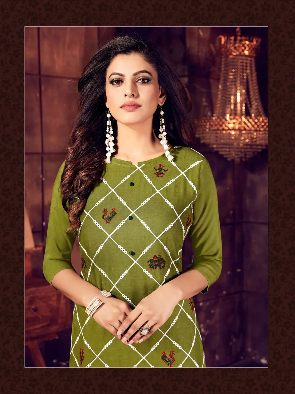 Fiesta Launched Indian Culture Work Embroidered New Style Kurti Collection