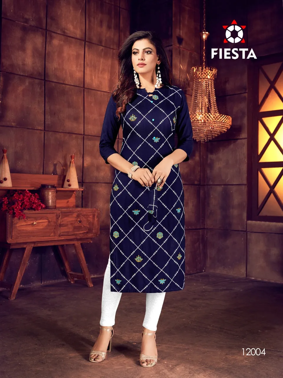 Fiesta Launched Indian Culture Work Embroidered New Style Kurti Collection