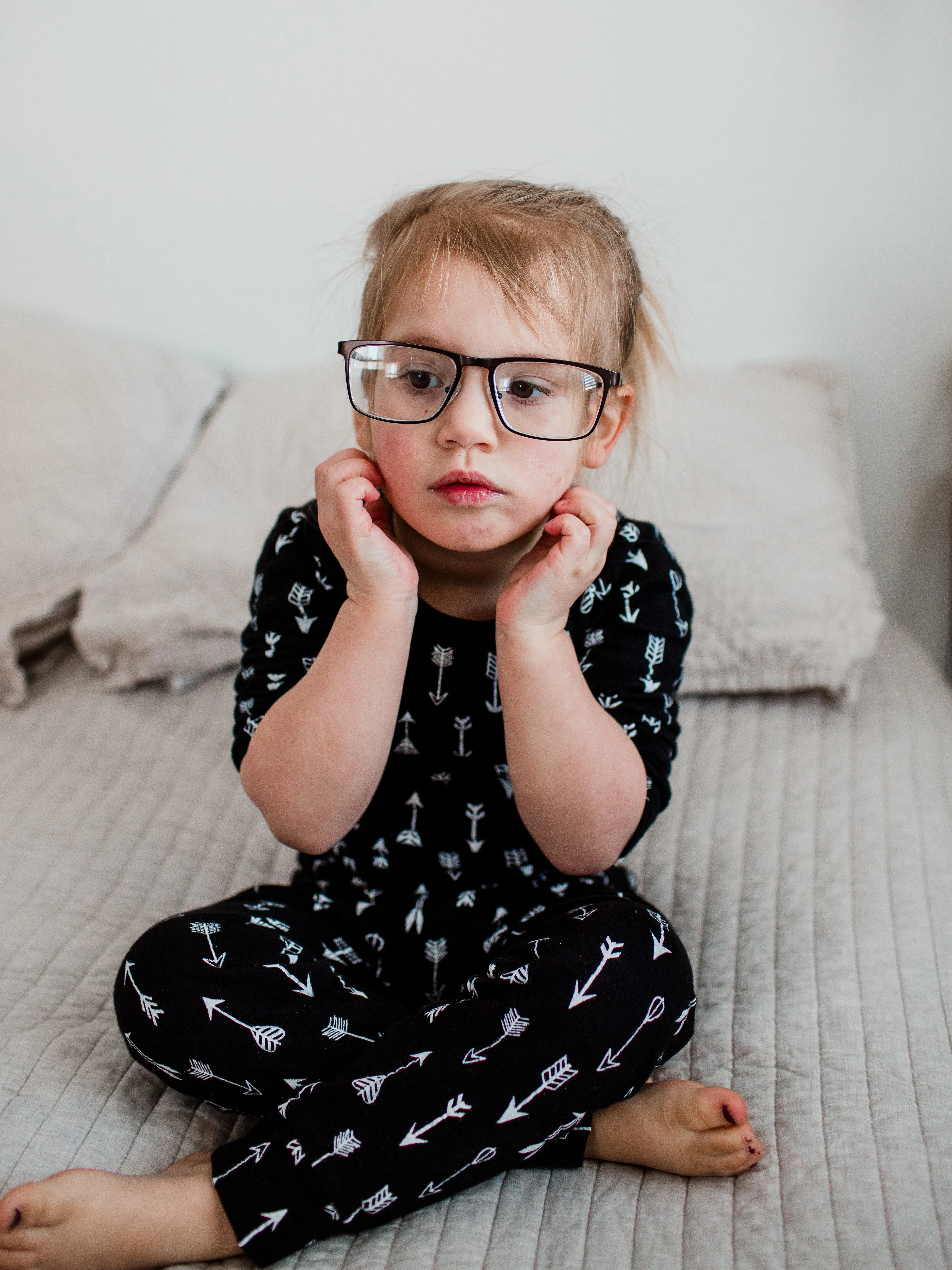 FINAL SALE - Organic Pajama Set -  WHITE ON BLACK ARROWS