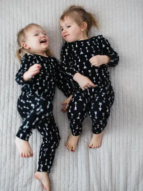 FINAL SALE - Organic Pajama Set -  WHITE ON BLACK ARROWS