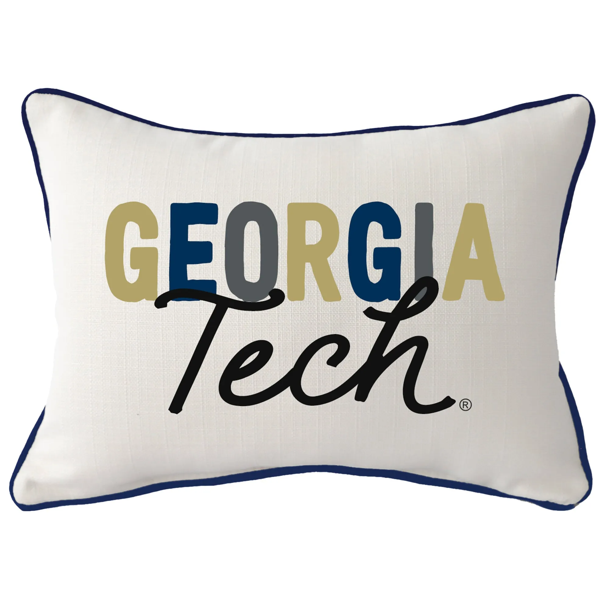  Georgia Tech Yellow Jackets Tones Rectangular Piped Pillow