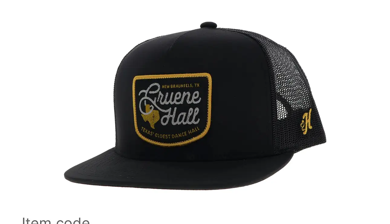 Gruene Hall, Black Trucker with Black/Wht/Mustard Patch