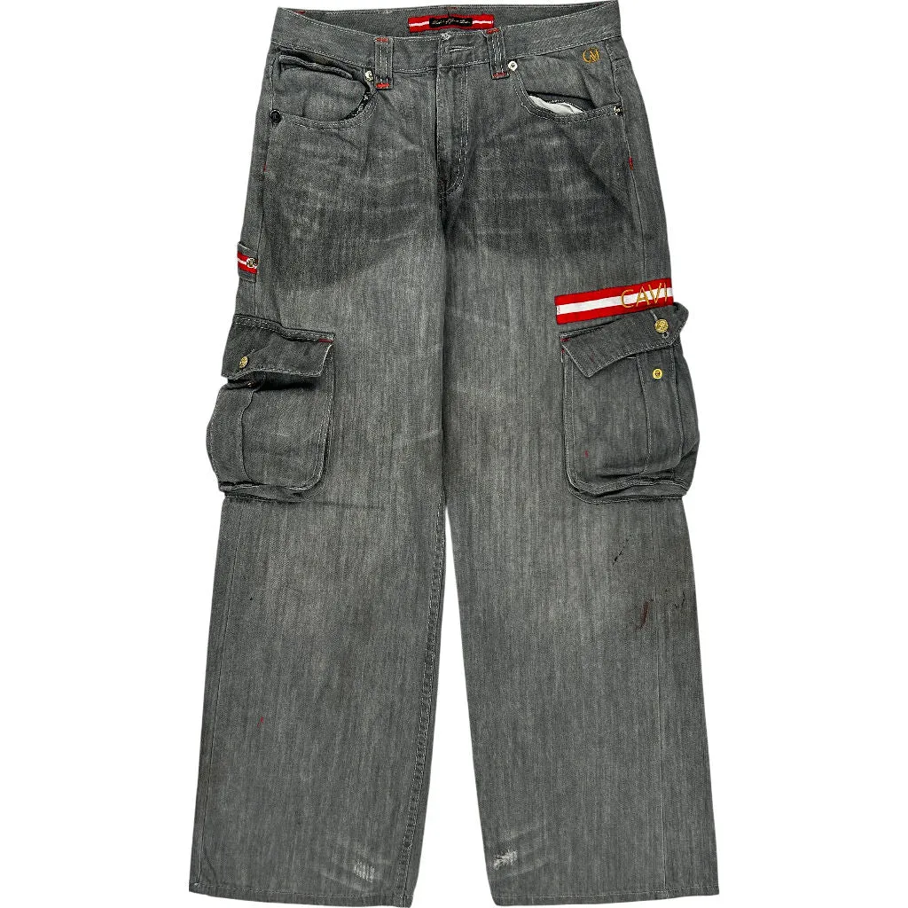 Hip Hop Cavi Cargo Jeans - 30W 28L - Grey Cotton