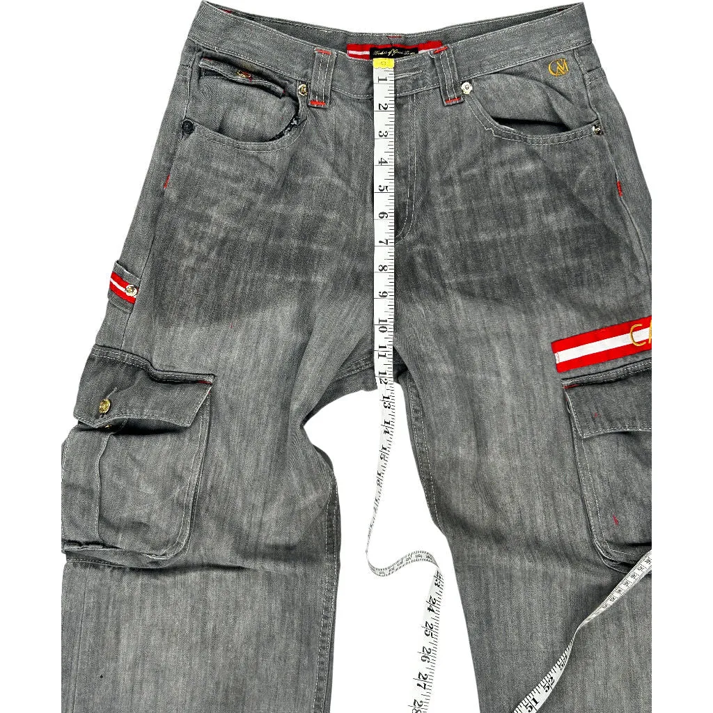 Hip Hop Cavi Cargo Jeans - 30W 28L - Grey Cotton