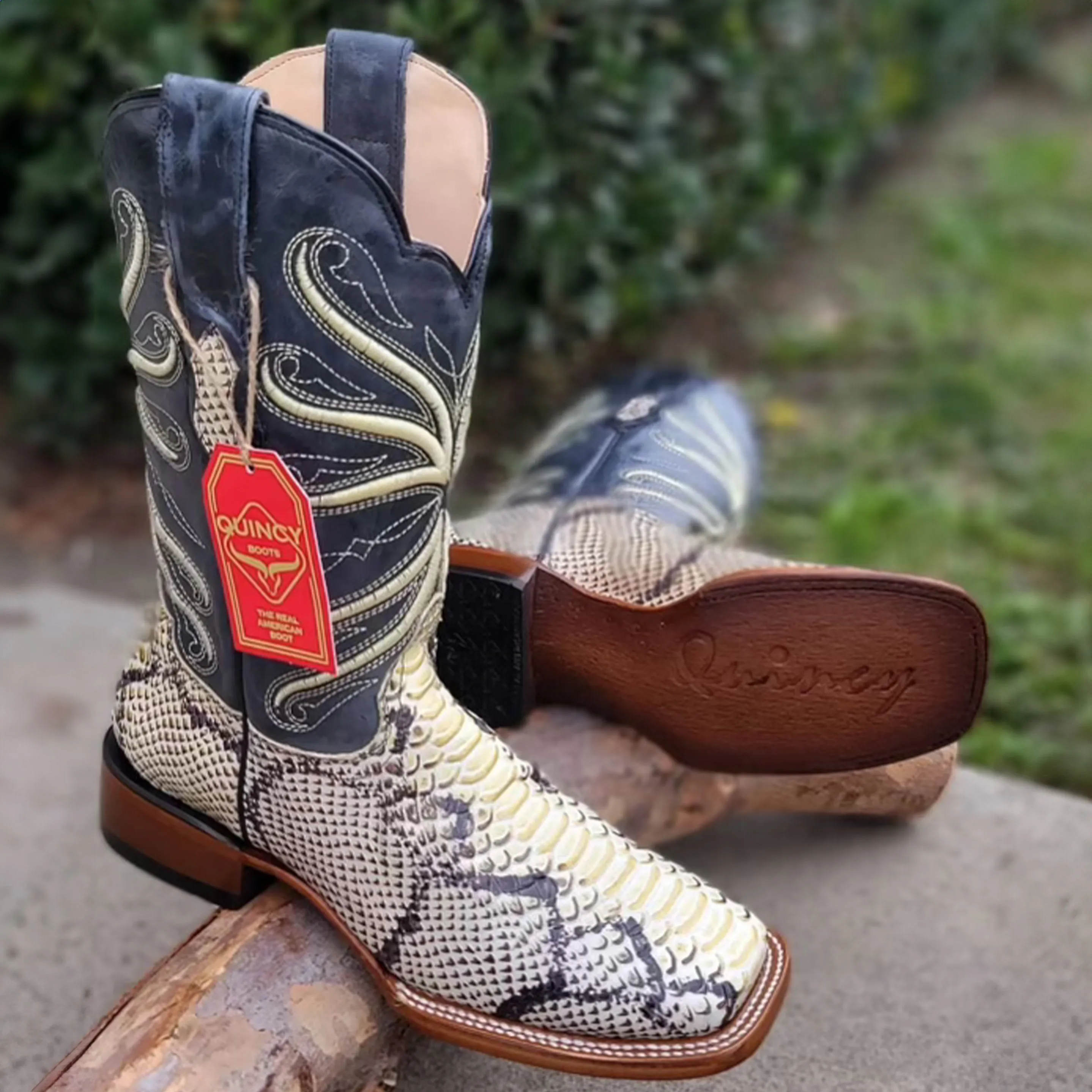 Imitation Natural Python Cowboy Boots