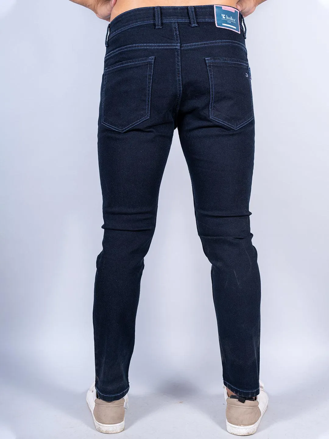 Indigo Blue Distressed Loose Ankle Mens Jeans