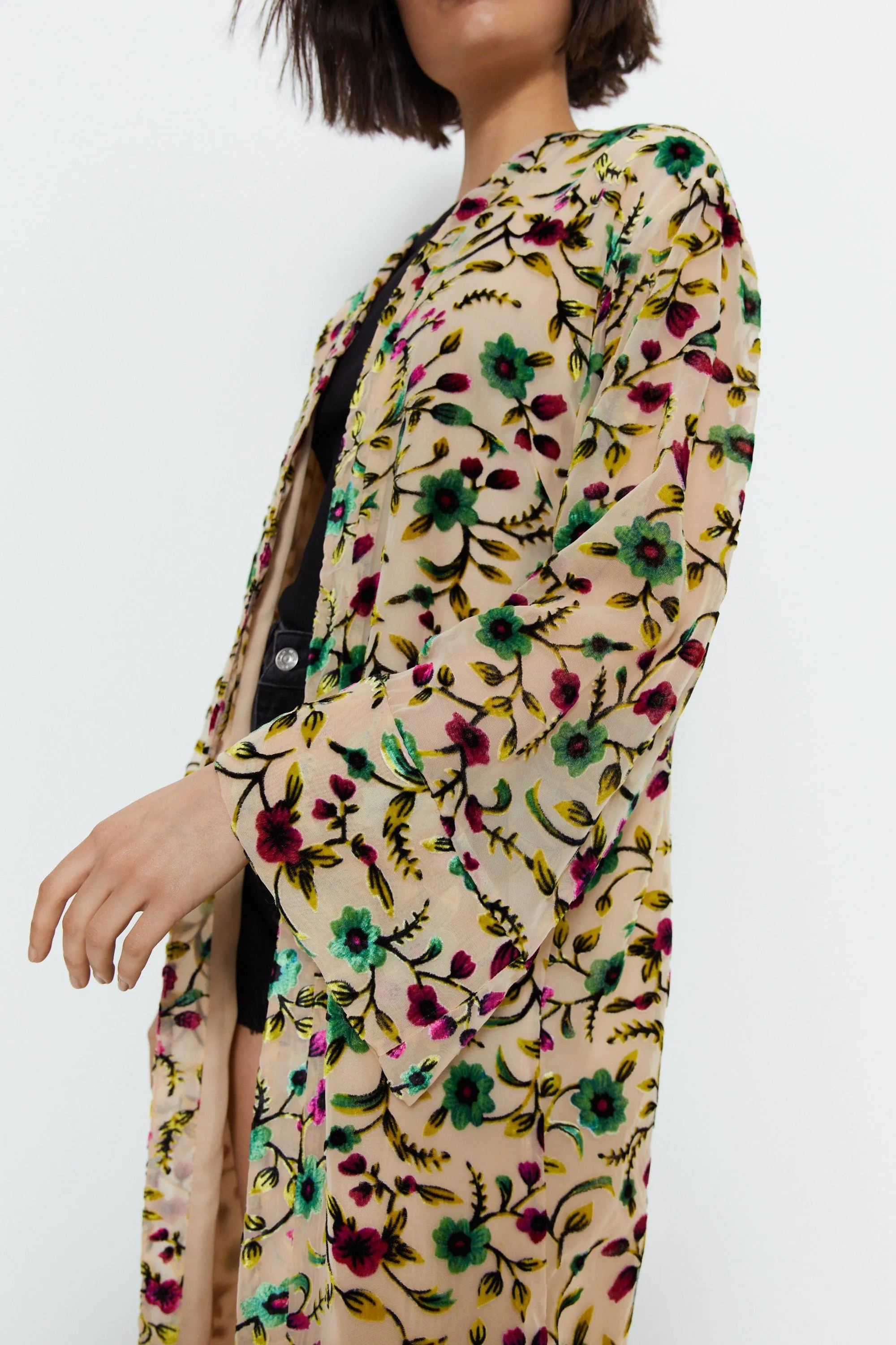 Jackets & Coats | Floral Longline Kimono | Warehouse