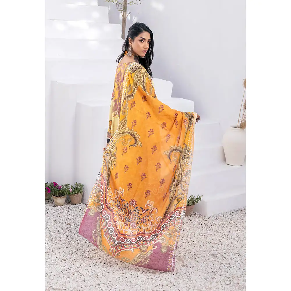 Janan Printed Lawn Embroidered  Suit 3Pcs with Cut Work Dupatta - 11