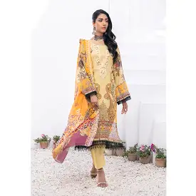 Janan Printed Lawn Embroidered  Suit 3Pcs with Cut Work Dupatta - 11