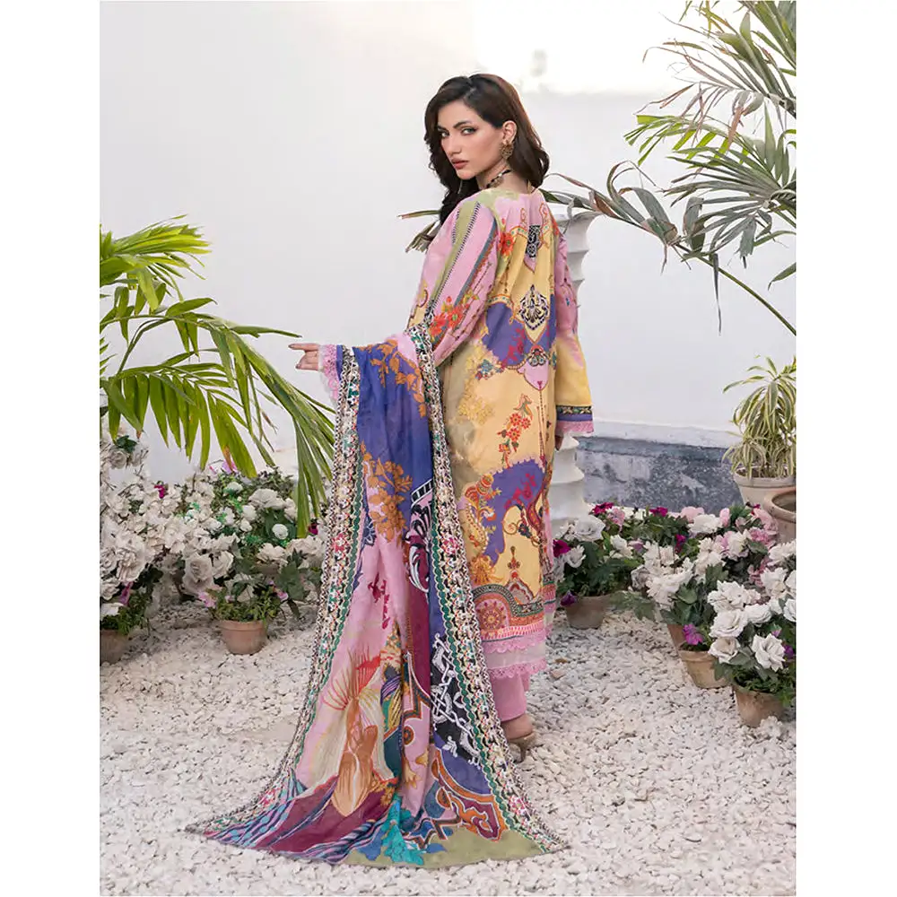 Janan Printed Lawn Embroidered  Suit 3Pcs with Cut Work Dupatta - 7