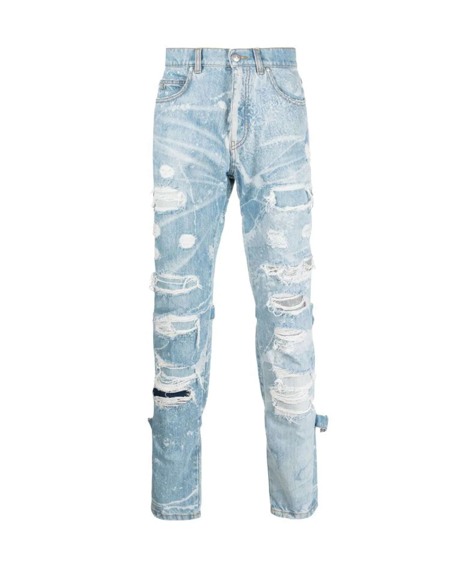 Jeans slim in 100% cotone con lacerazioni effetto used