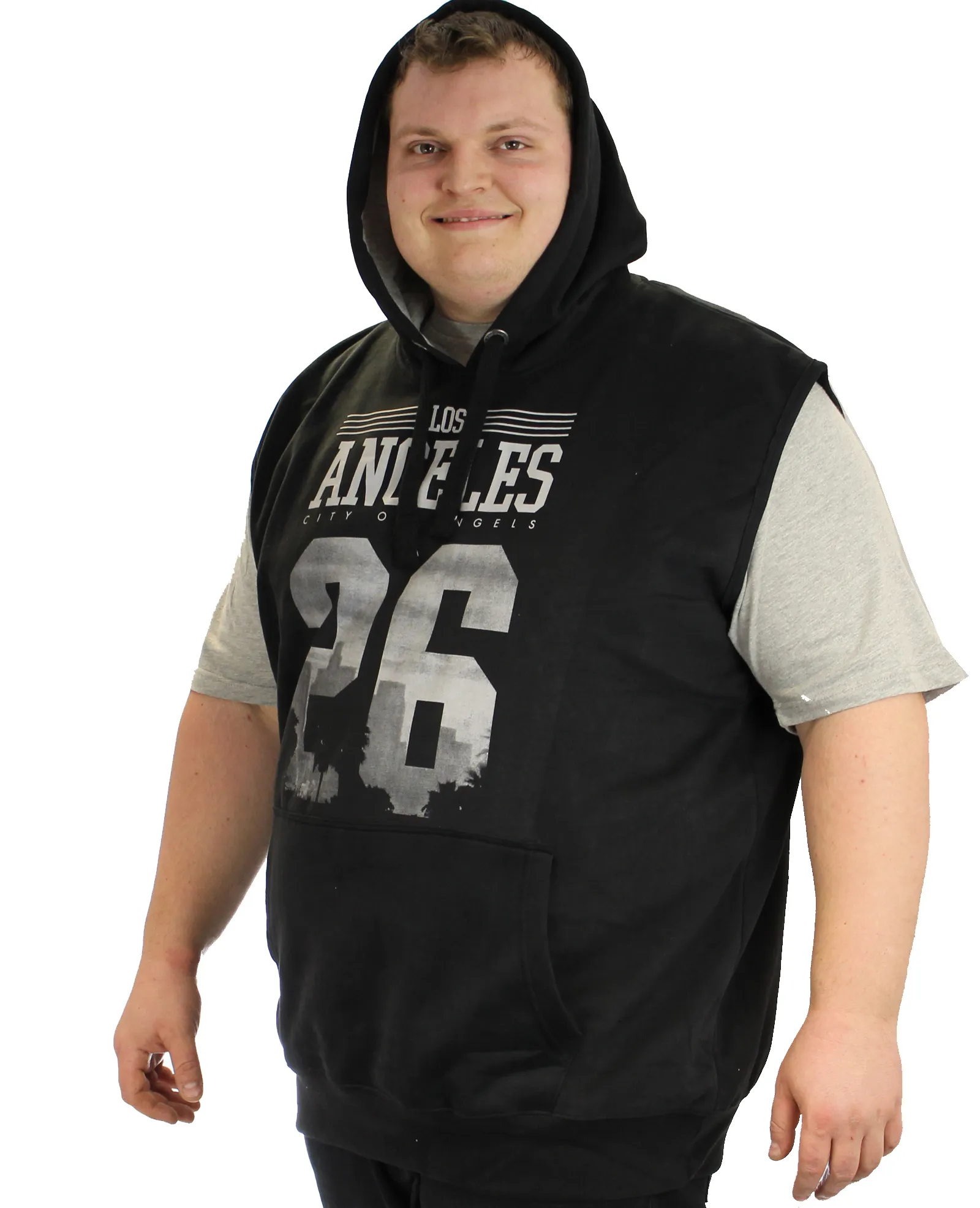 Kam LA Sleeveless Hoody with Grey T-shirt - Black