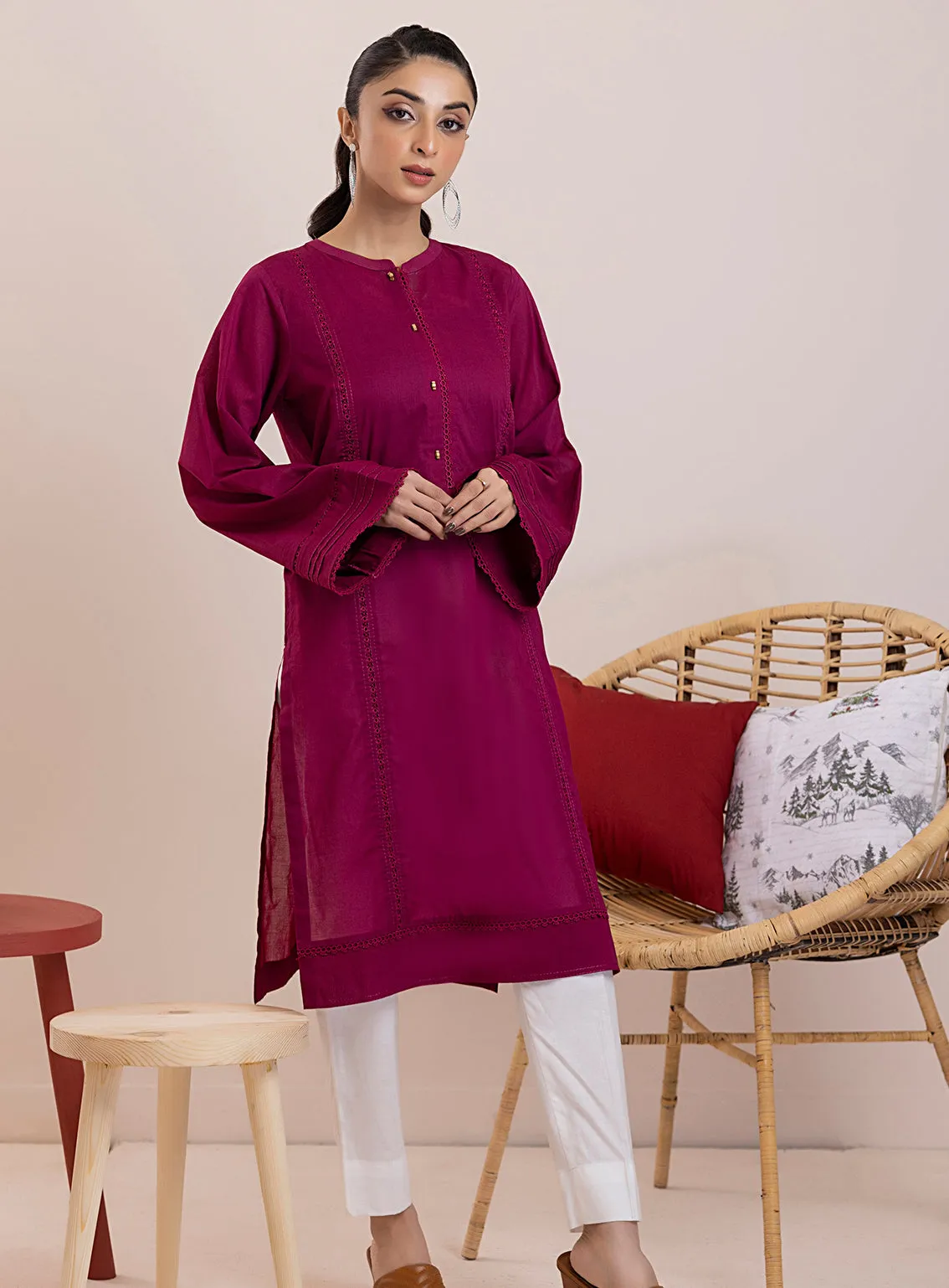 Lakhany By LSM Lace Work Dobby Kurti - LG-SS-0110