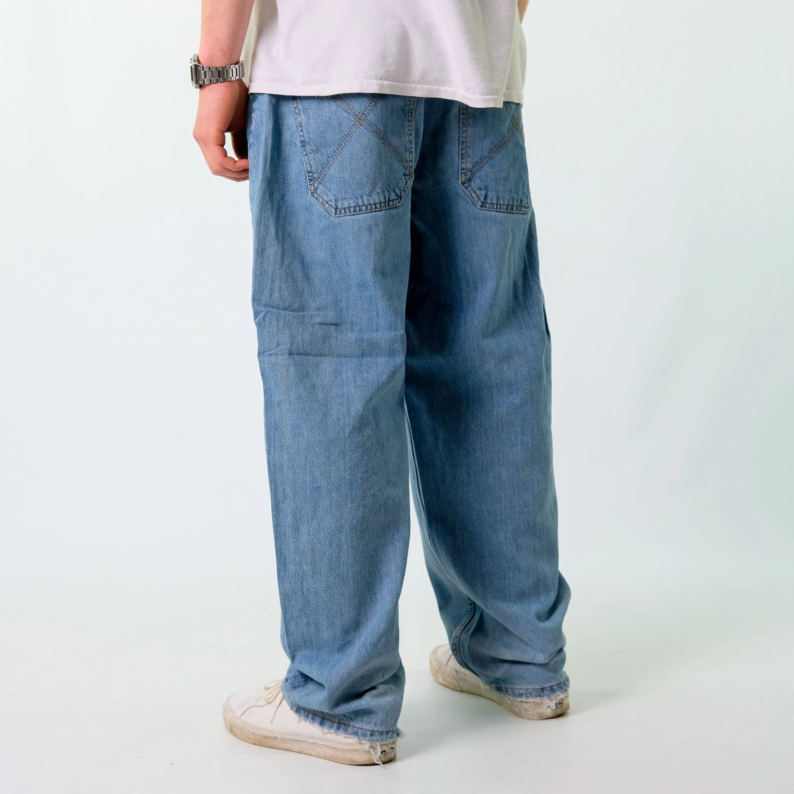 Light Blue 90s Homeboy Loud Couture Denim Jeans Pants (34x30)