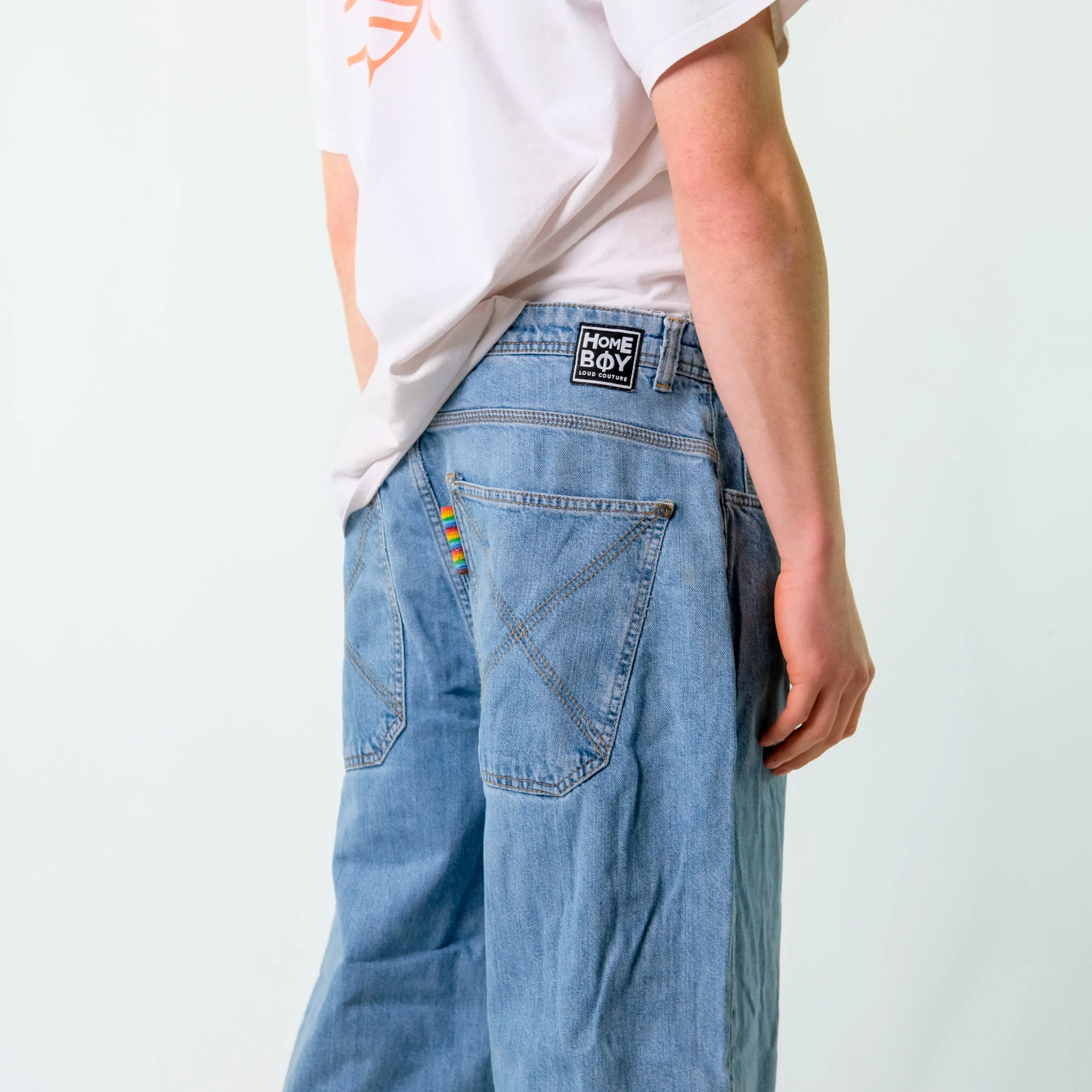 Light Blue 90s Homeboy Loud Couture Denim Jeans Pants (34x30)