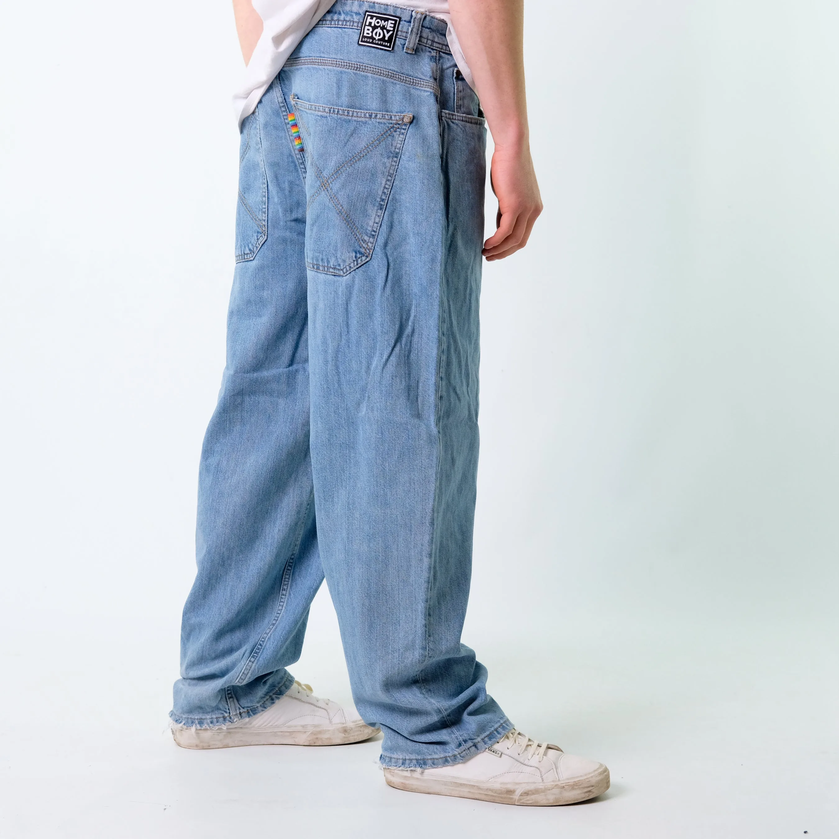 Light Blue 90s Homeboy Loud Couture Denim Jeans Pants (34x30)