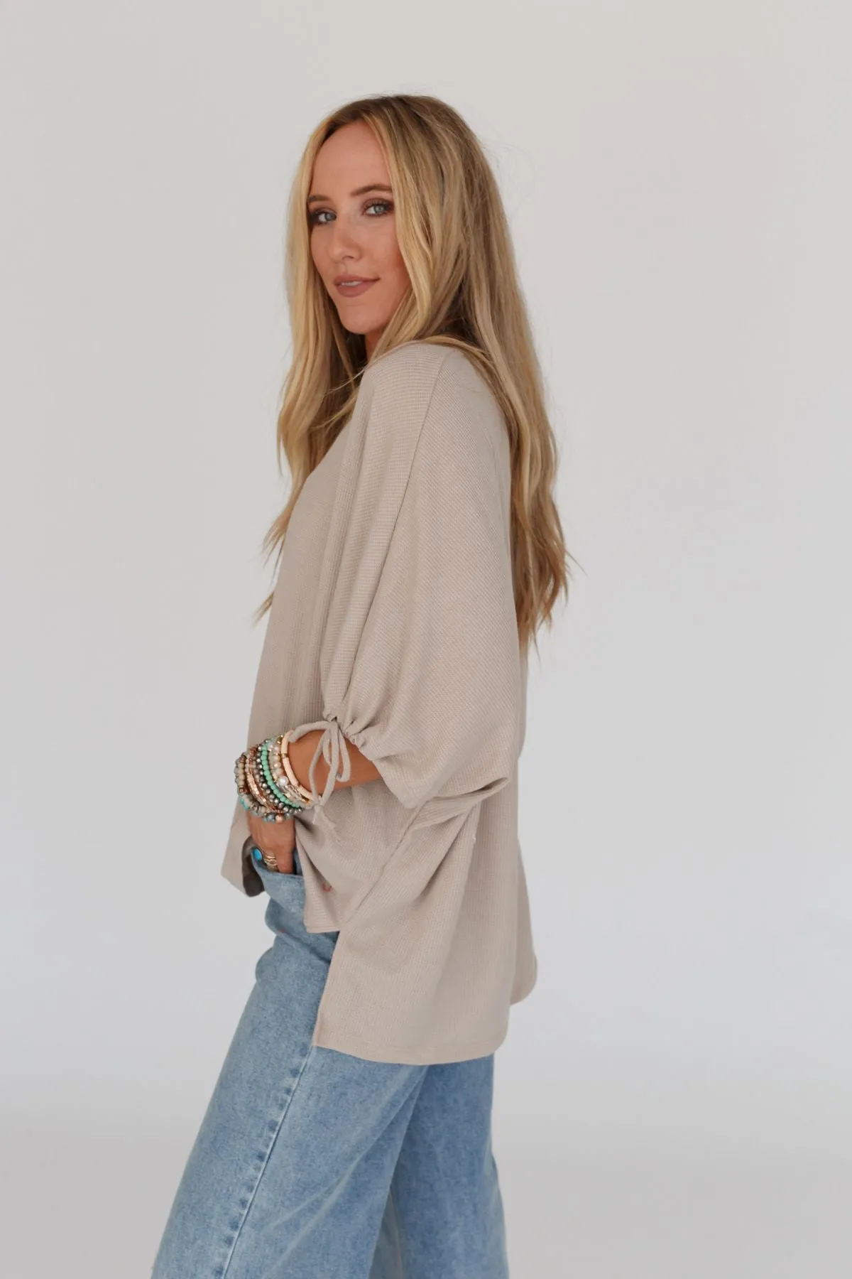 Little Lark Puff Sleeve Tee - Taupe