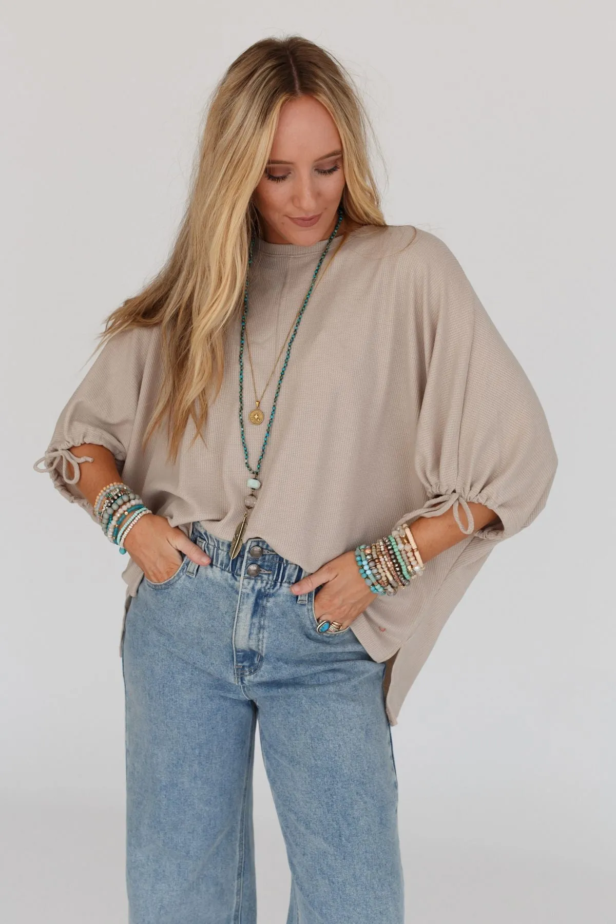 Little Lark Puff Sleeve Tee - Taupe