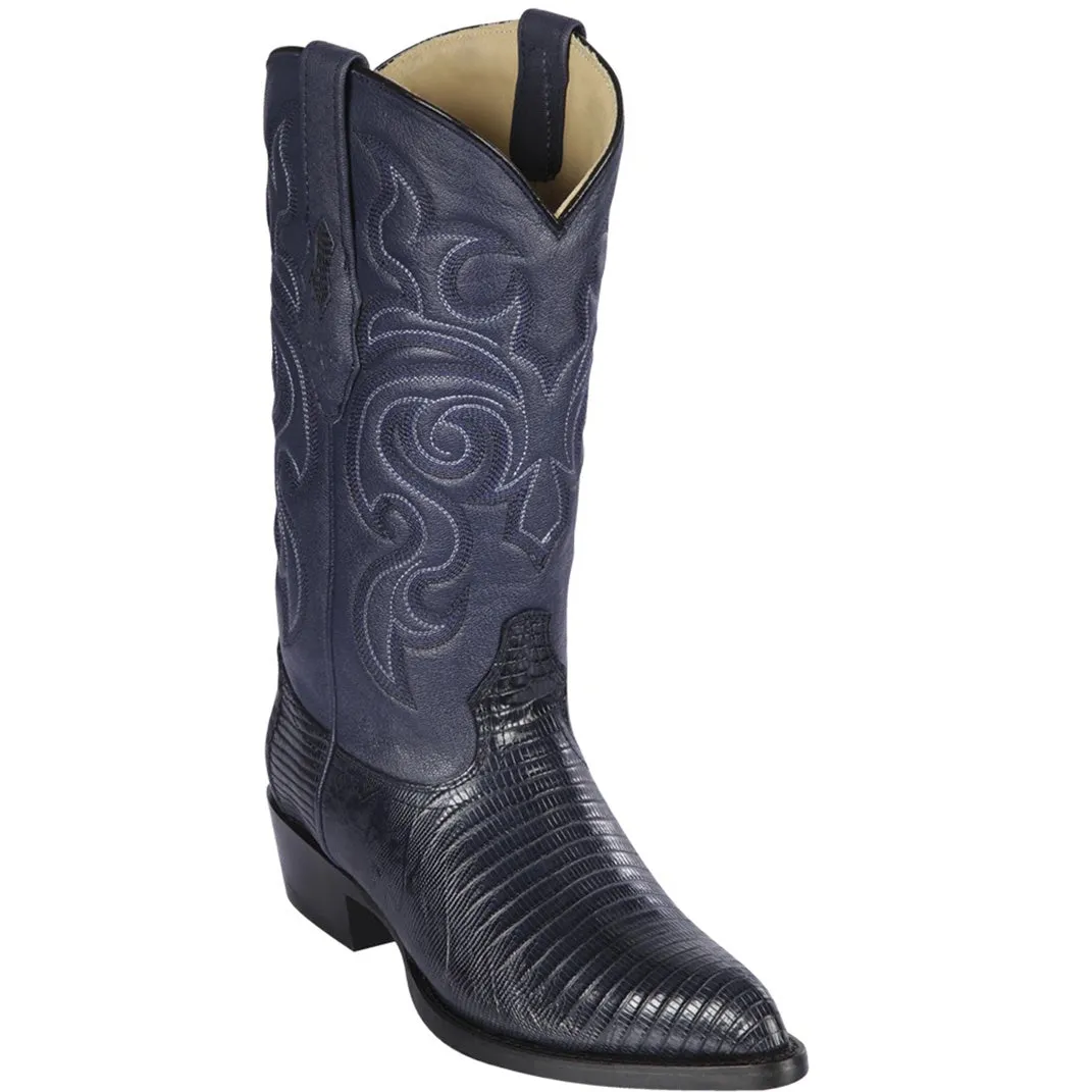 Lizard Cowboy Boots J-Toe Navy Blue