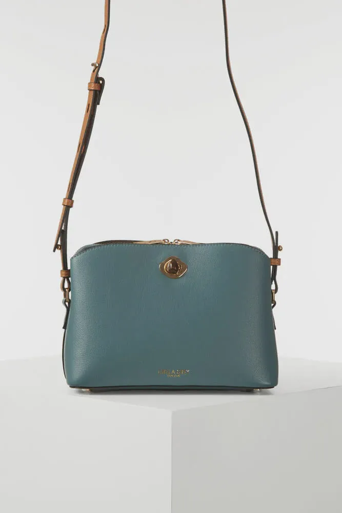 Luella Grey Julianna Zip Top Crossbody Bag Airforce Blue/Tan