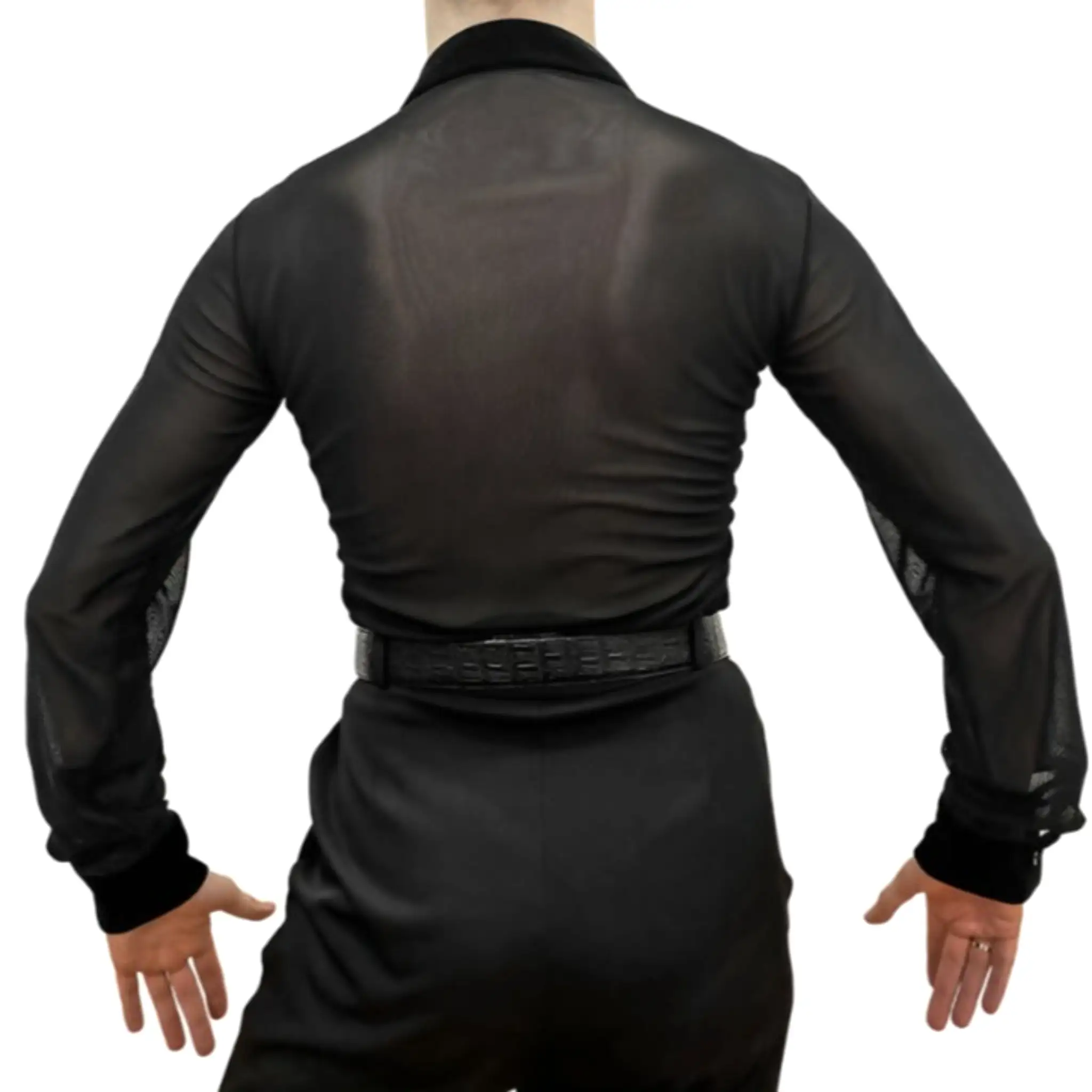 Men Latin Shirt with Black Velvet Details | ALW51