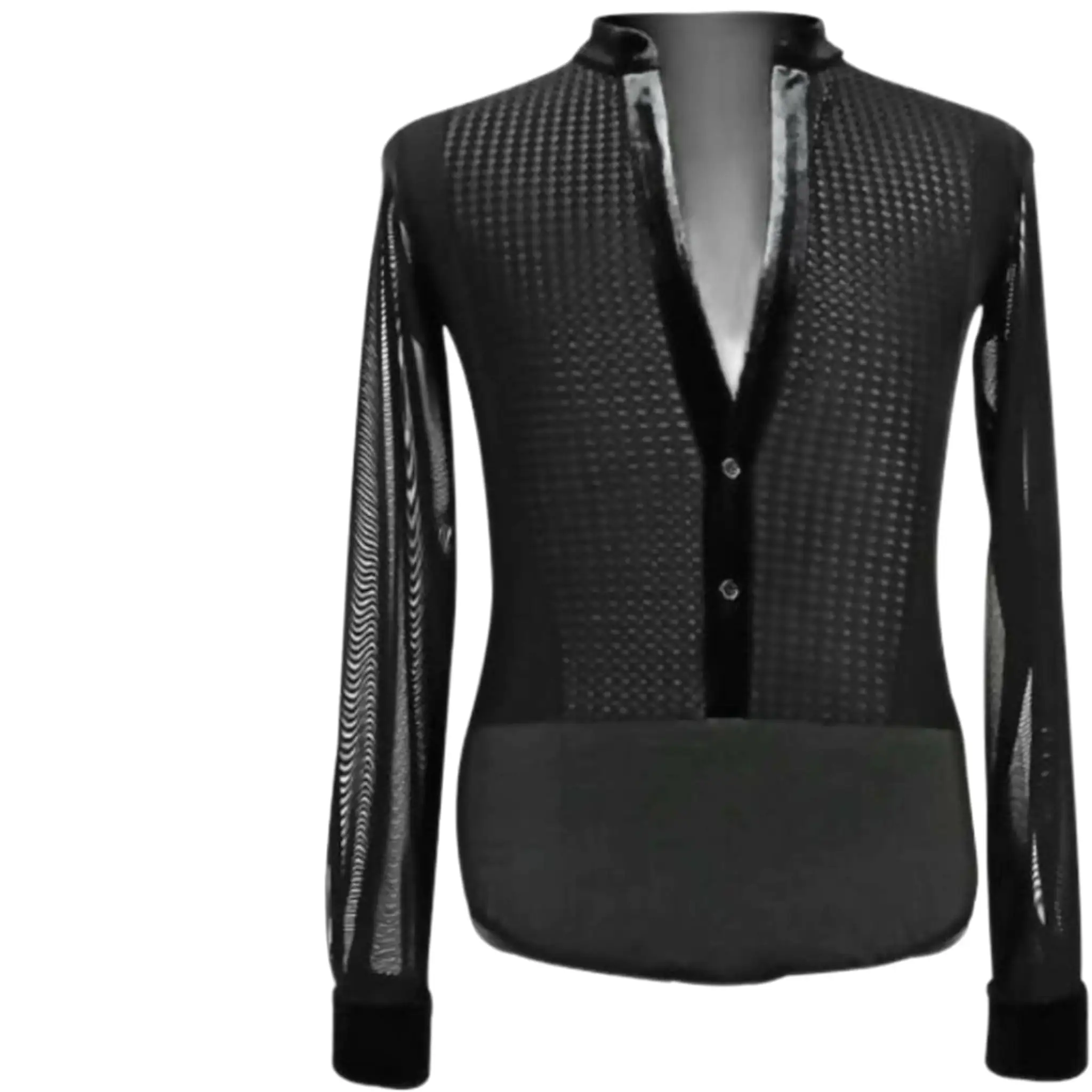 Men Latin Shirt with Black Velvet Details | ALW51