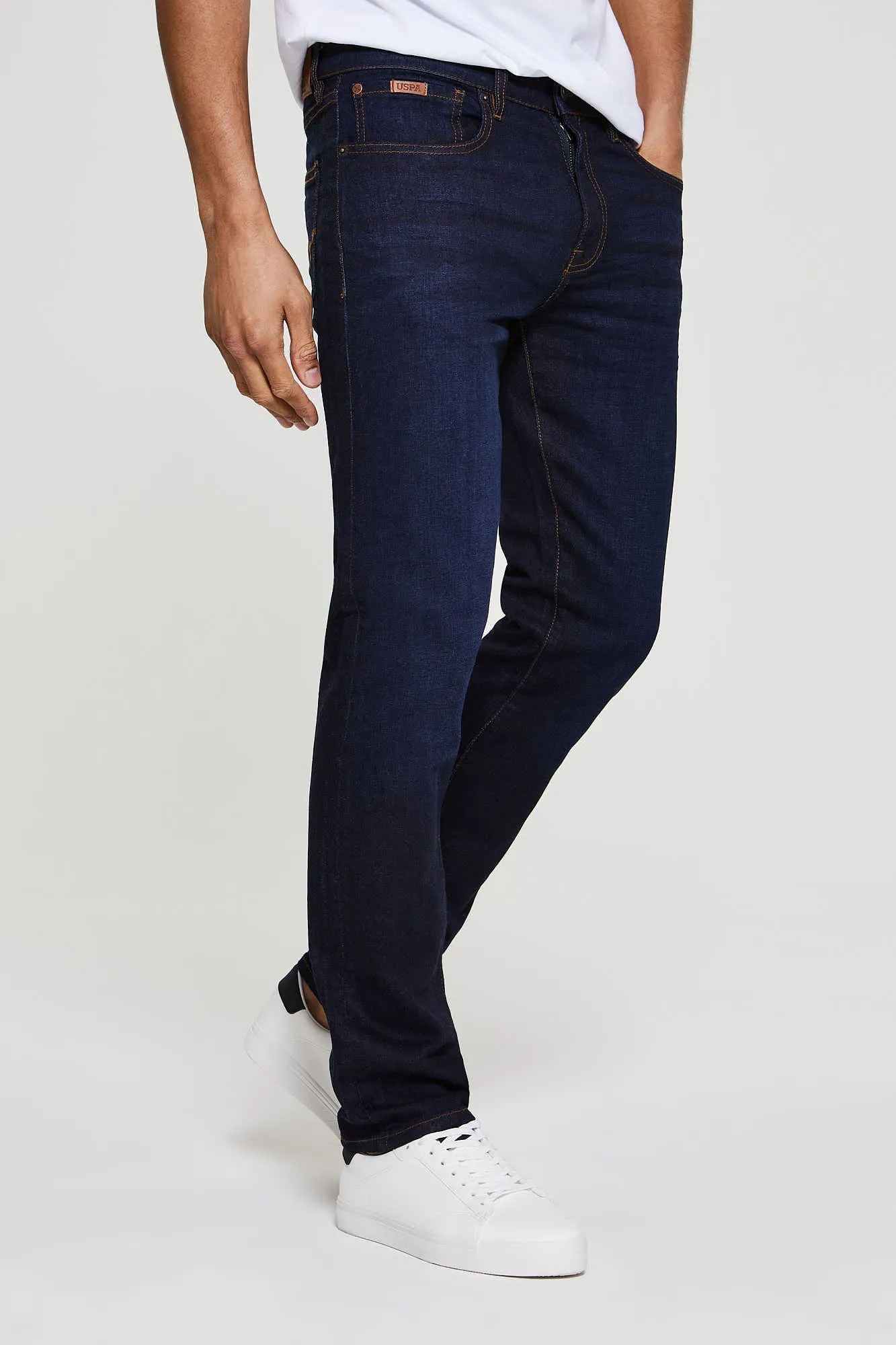 Mens 5 Pocket Slim Fit Denim Jeans in Rinse Wash