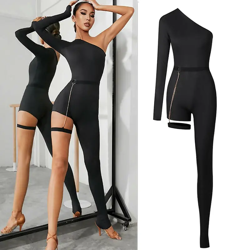 New Black Latin Dancewear Jumpsuit | 2258