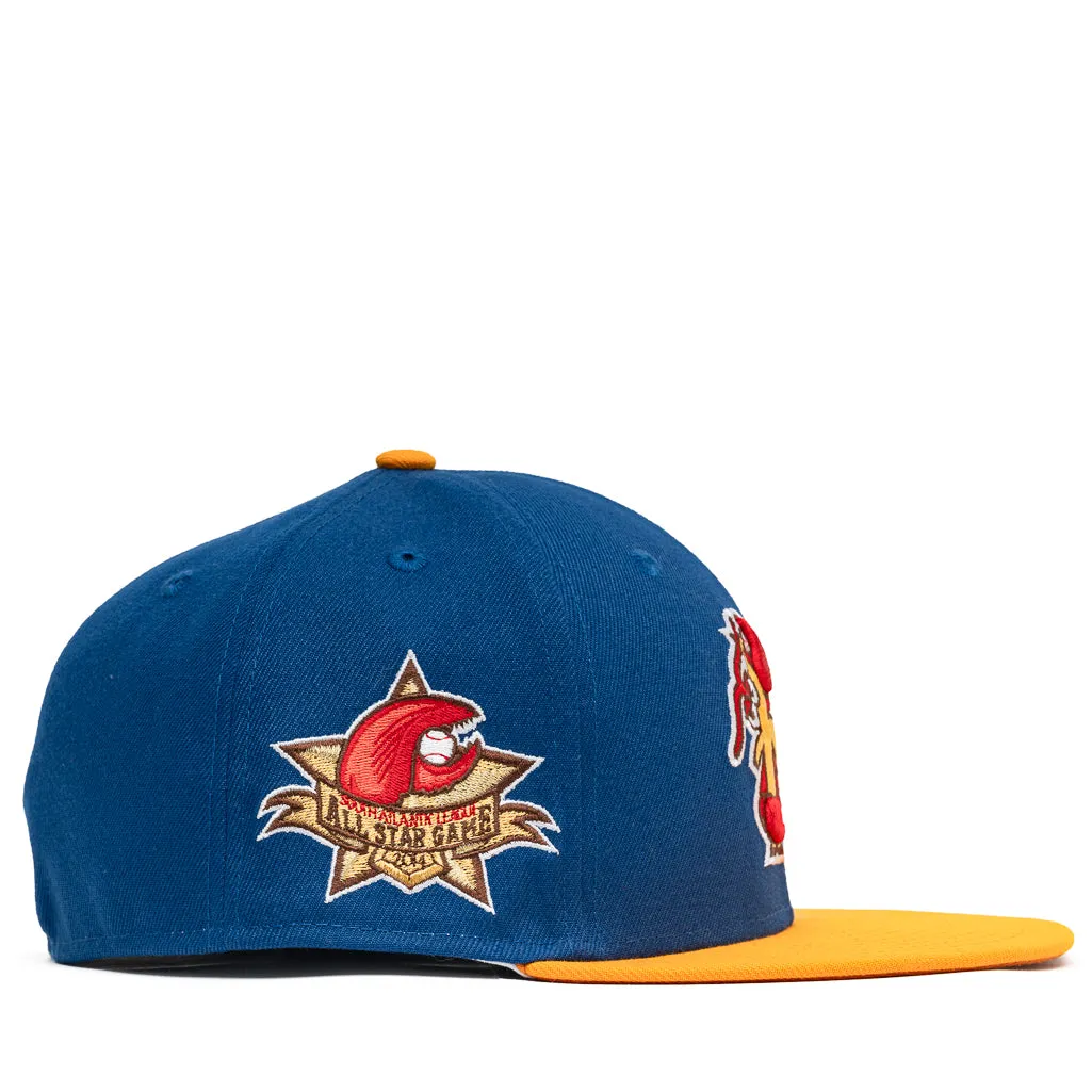 New Era x Politics Hickory Crawdads 59FIFTY Fitted Hat - Royal/Golden Yellow