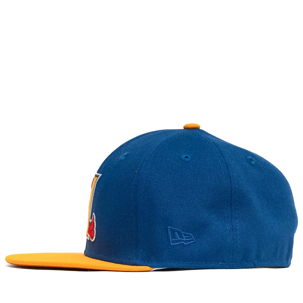 New Era x Politics Hickory Crawdads 59FIFTY Fitted Hat - Royal/Golden Yellow