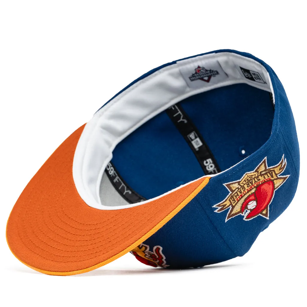 New Era x Politics Hickory Crawdads 59FIFTY Fitted Hat - Royal/Golden Yellow