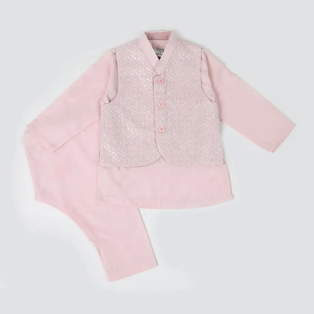 Newborn Boys Shalwar Waistcoat Suit - Pink