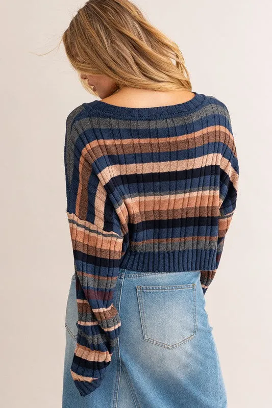 Nicia Ribbed Striped Mini Sweater