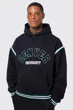 Oversized Boxy Washed Varsity Slogan Hoodie